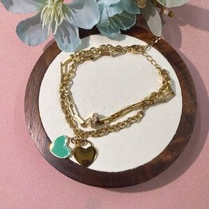 New Gold and Heart Charm Two Strand  Bracelet #49